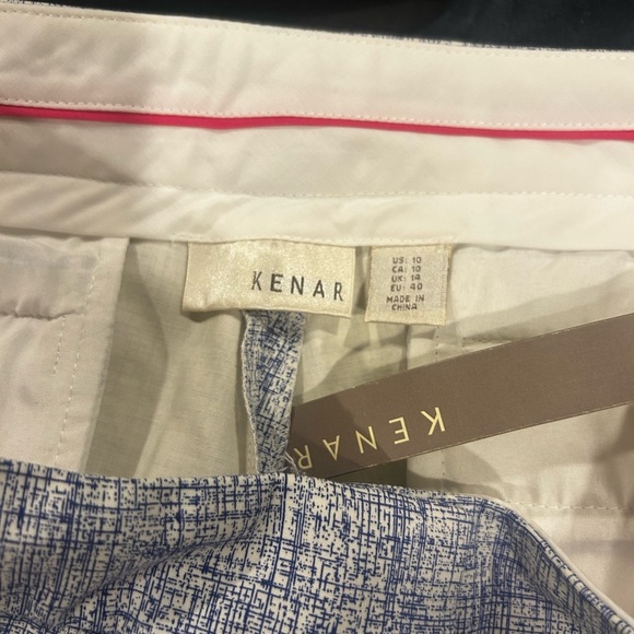 NWT Kenar Women’s Blue and White Abstract Print Pants Size 10 - Picture 4 of 9